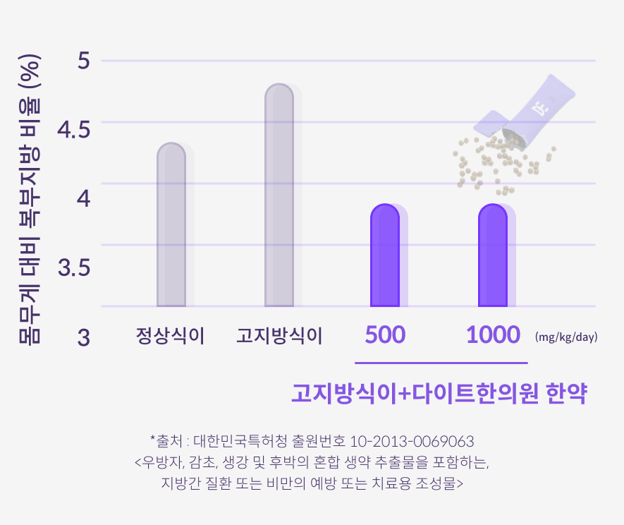 고지방식이에 의한 몸무게 대비 복부지방 비율과 다이트한의원 한약의 효능